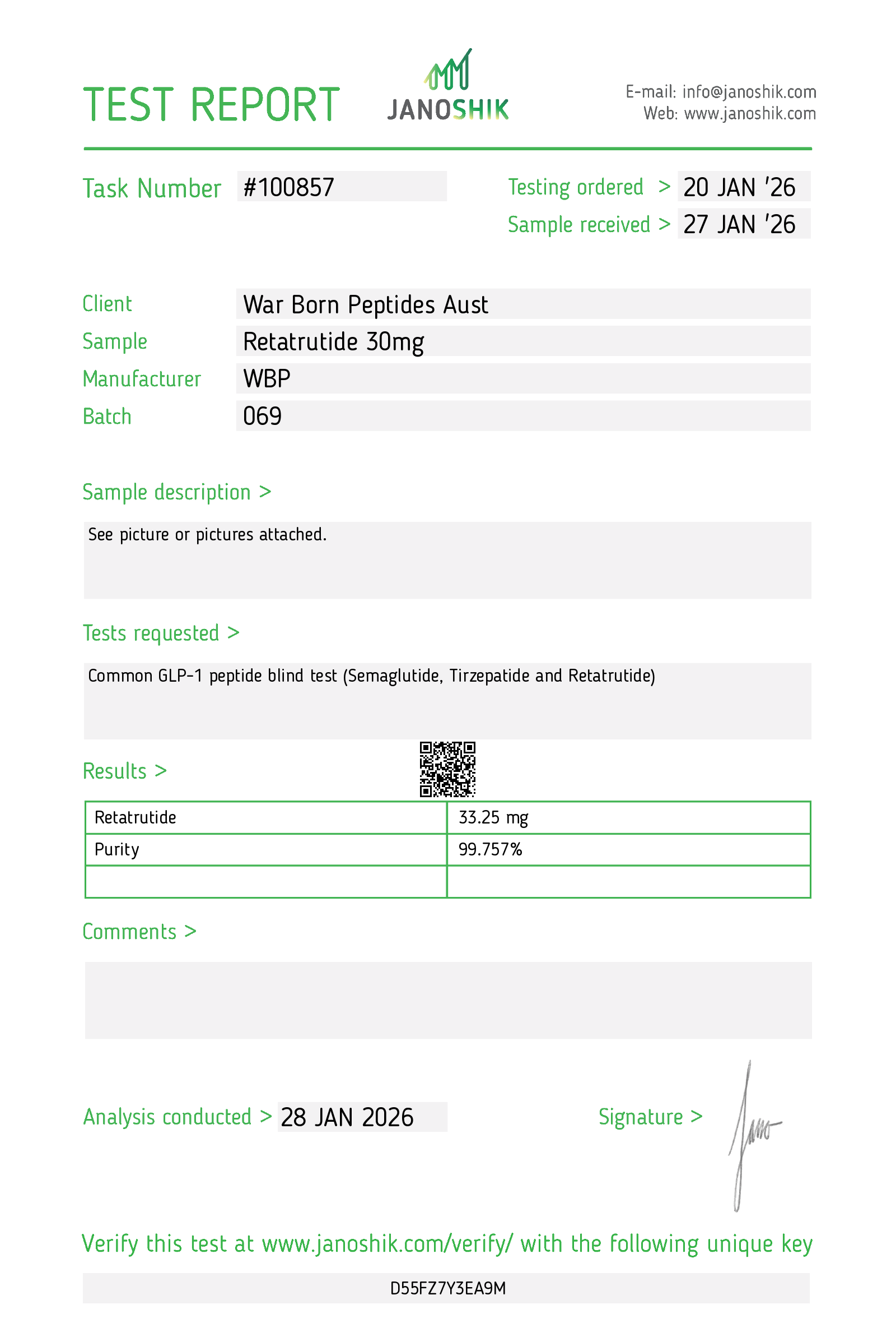 Retatrutide 30mg COA